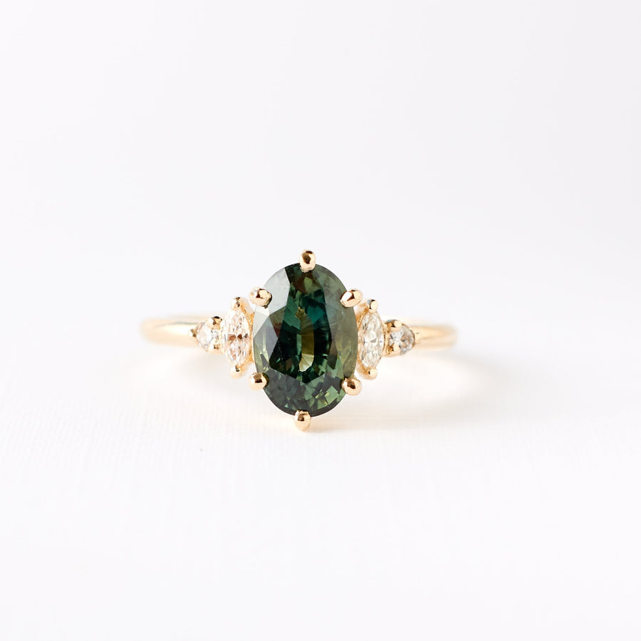 Desi Ring - 2.02 Carat Green Oval Sapphire