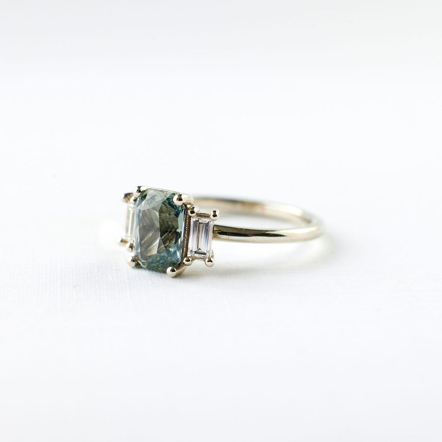 Jacey Ring - 1.89 Carat Minty Light Green Radiant Sapphire