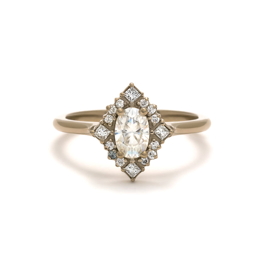 Shown here: the Mirabelle Ring in palladium white gold. 