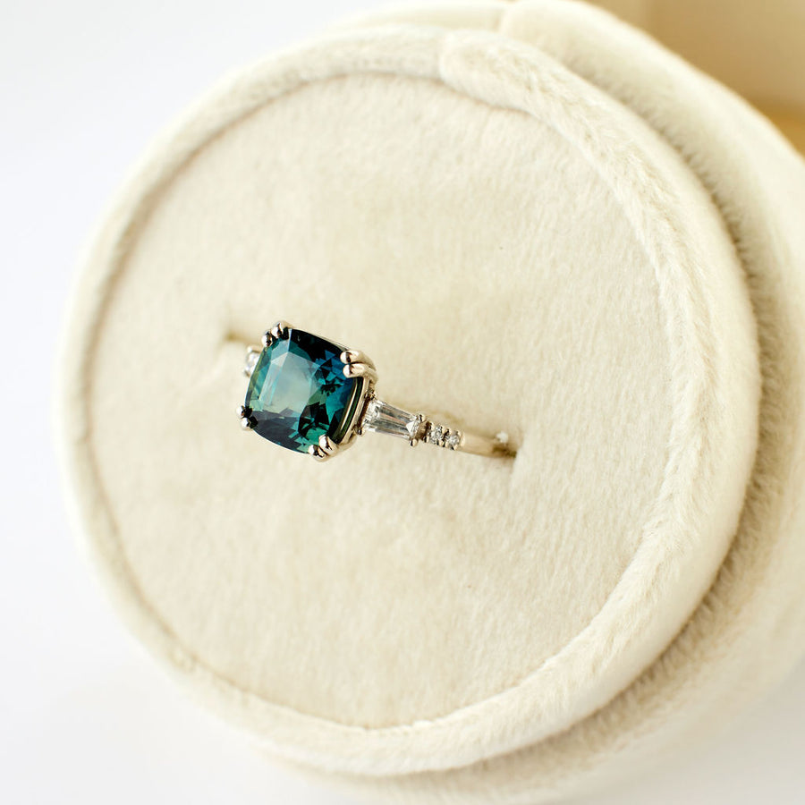 Sylvie Ring - 2.54 Carat Blue Green Sapphire