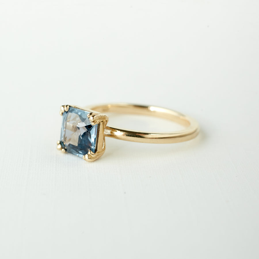 Kennedy Ring - 2.03 Carat Light Grey-Blue Radiant Cut Sapphire