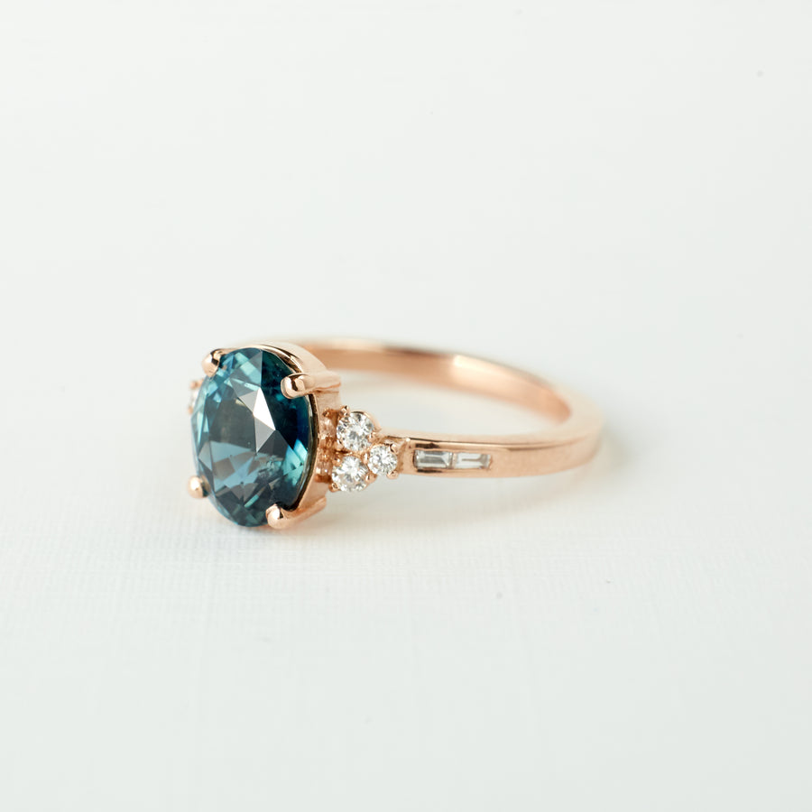 Marigold Ring - 2.51 Carat Blue-Green Oval Sapphire