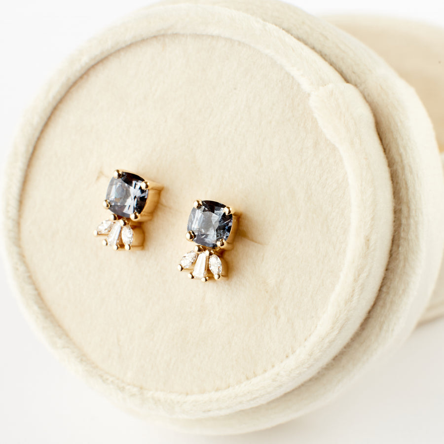Kate Earrings - Grey Spinel and Diamond