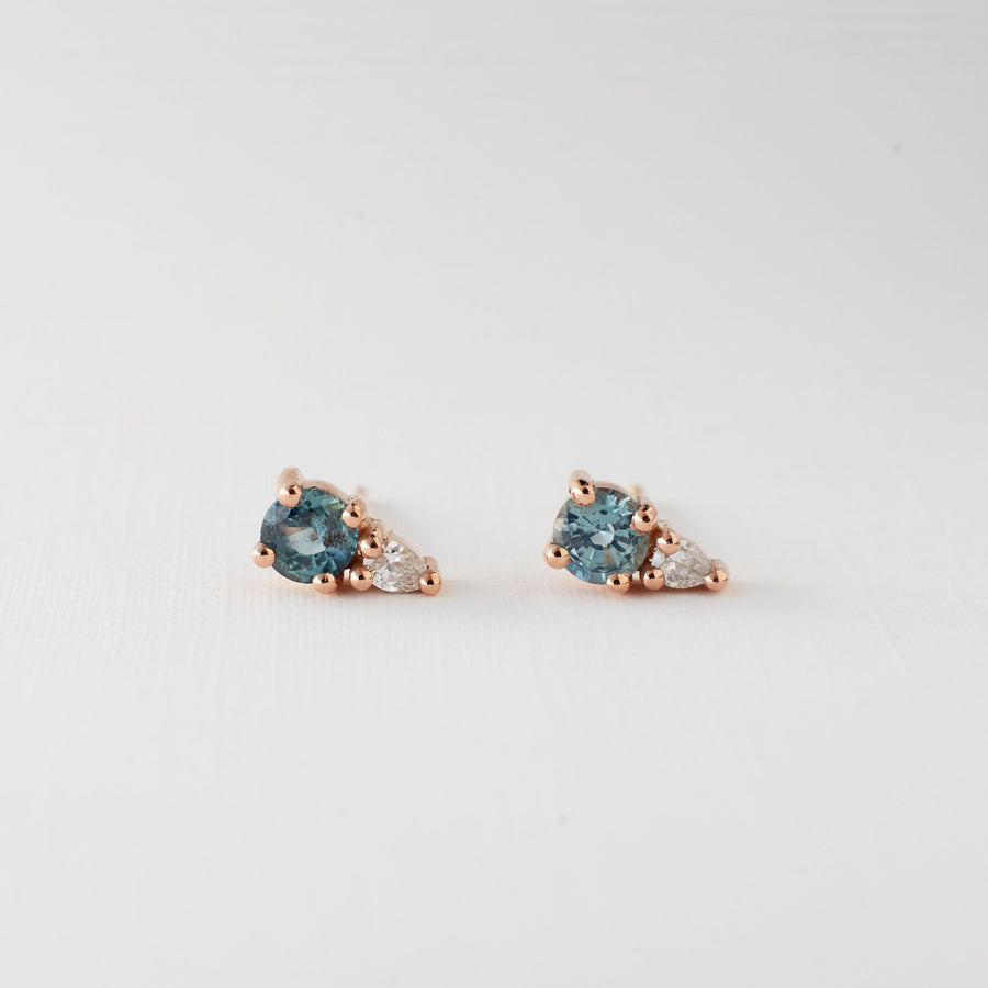 Peyton Earrings - Light Blue Sapphires + Diamonds